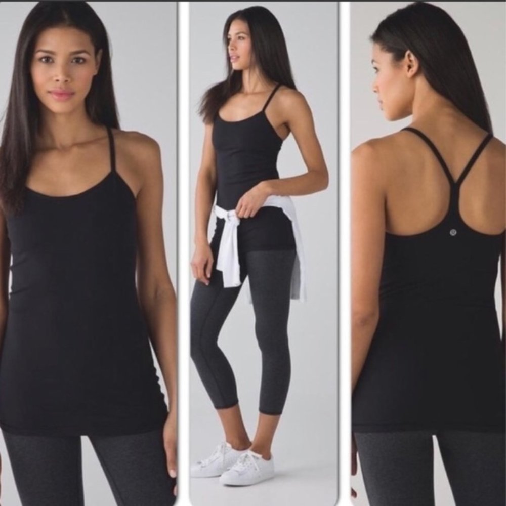 🥳2/$20!! Lululemon Black Power Y Tank Top Everlux